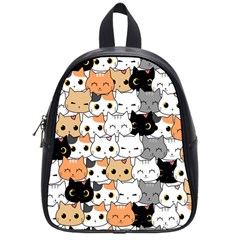 Cute-cat-kitten-cartoon-doodle-seamless-pattern School Bag (small) by Jancukart