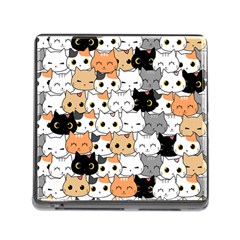 Cute-cat-kitten-cartoon-doodle-seamless-pattern Memory Card Reader (square 5 Slot) by Jancukart