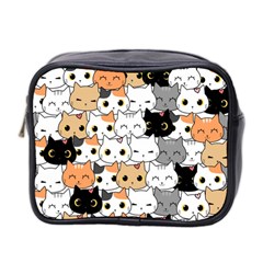 Cute-cat-kitten-cartoon-doodle-seamless-pattern Mini Toiletries Bag (two Sides)