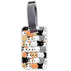 Cute-cat-kitten-cartoon-doodle-seamless-pattern Luggage Tag (two Sides) by Jancukart