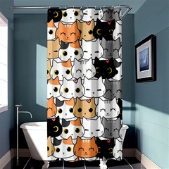 Cute-cat-kitten-cartoon-doodle-seamless-pattern Shower Curtain 36  X 72  (stall)  by Jancukart