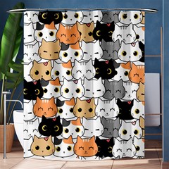 Cute-cat-kitten-cartoon-doodle-seamless-pattern Shower Curtain 60  X 72  (medium)  by Jancukart