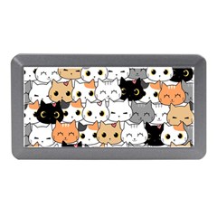 Cute-cat-kitten-cartoon-doodle-seamless-pattern Memory Card Reader (mini)