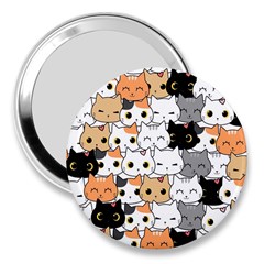 Cute-cat-kitten-cartoon-doodle-seamless-pattern 3  Handbag Mirrors