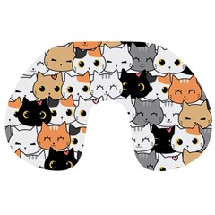 Cute-cat-kitten-cartoon-doodle-seamless-pattern Travel Neck Pillow