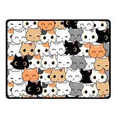 Cute-cat-kitten-cartoon-doodle-seamless-pattern Double Sided Fleece Blanket (small) 