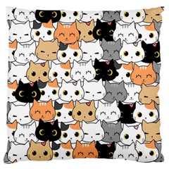 Cute-cat-kitten-cartoon-doodle-seamless-pattern Standard Flano Cushion Case (two Sides) by Jancukart