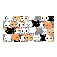 Cute-cat-kitten-cartoon-doodle-seamless-pattern Satin Wrap 35  X 70 