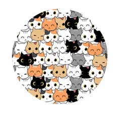 Cute-cat-kitten-cartoon-doodle-seamless-pattern Mini Round Pill Box by Jancukart