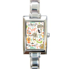 Children Alphabet Seamless Pattern Rectangle Italian Charm Watch