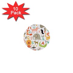 Children Alphabet Seamless Pattern 1  Mini Buttons (10 Pack)  by Jancukart