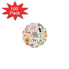 Children Alphabet Seamless Pattern 1  Mini Buttons (100 Pack) 