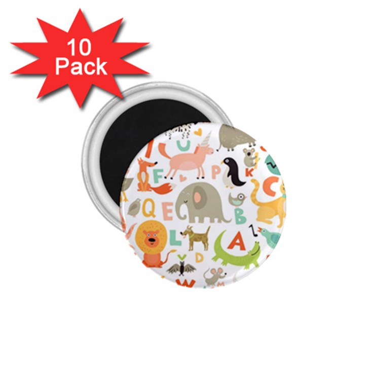 Children Alphabet Seamless Pattern 1.75  Magnets (10 pack) 