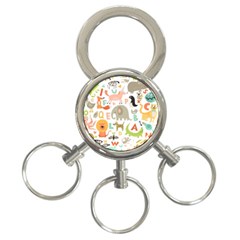 Children Alphabet Seamless Pattern 3-ring Key Chain