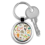 Children Alphabet Seamless Pattern Key Chain (Round) Front