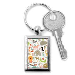 Children Alphabet Seamless Pattern Key Chain (rectangle)