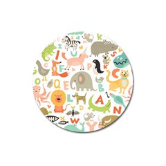 Children Alphabet Seamless Pattern Magnet 3  (round)