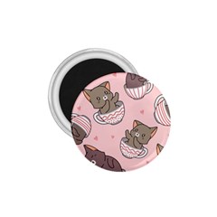 Seamless Pattern Adorable Cat Inside Cup 1 75  Magnets