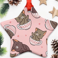 Seamless Pattern Adorable Cat Inside Cup Ornament (star)