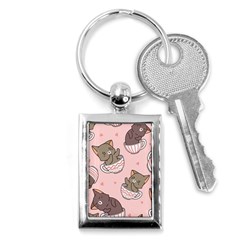 Seamless Pattern Adorable Cat Inside Cup Key Chain (rectangle) by Jancukart