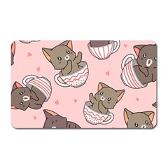 Seamless Pattern Adorable Cat Inside Cup Magnet (rectangular) by Jancukart