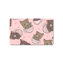 Seamless Pattern Adorable Cat Inside Cup Magnet (name Card)