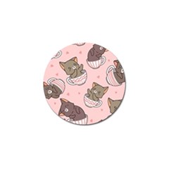 Seamless Pattern Adorable Cat Inside Cup Golf Ball Marker (4 Pack) by Jancukart