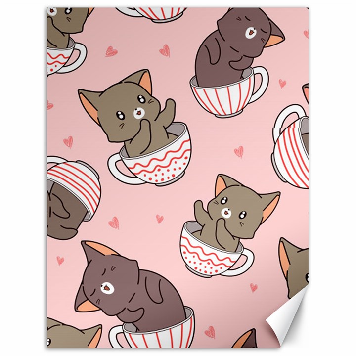 Seamless Pattern Adorable Cat Inside Cup Canvas 18  x 24 