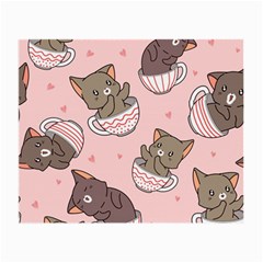 Seamless Pattern Adorable Cat Inside Cup Small Glasses Cloth (2 Sides) by Jancukart