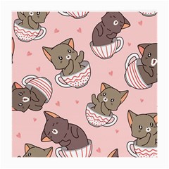 Seamless Pattern Adorable Cat Inside Cup Medium Glasses Cloth