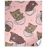 Seamless Pattern Adorable Cat Inside Cup Canvas 11  x 14  10.95 x13.48  Canvas - 1