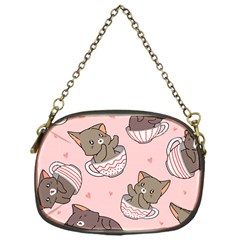 Seamless Pattern Adorable Cat Inside Cup Chain Purse (one Side)