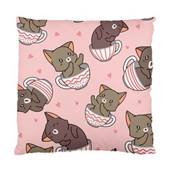 Seamless Pattern Adorable Cat Inside Cup Standard Cushion Case (two Sides)