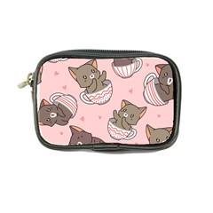 Seamless Pattern Adorable Cat Inside Cup Coin Purse