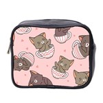 Seamless Pattern Adorable Cat Inside Cup Mini Toiletries Bag (Two Sides) Front