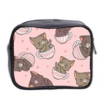 Seamless Pattern Adorable Cat Inside Cup Mini Toiletries Bag (Two Sides) Back