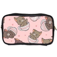 Seamless Pattern Adorable Cat Inside Cup Toiletries Bag (two Sides)