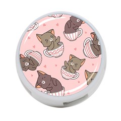 Seamless Pattern Adorable Cat Inside Cup 4-port Usb Hub (one Side)