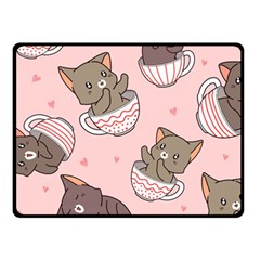 Seamless Pattern Adorable Cat Inside Cup Fleece Blanket (small)