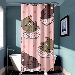 Seamless Pattern Adorable Cat Inside Cup Shower Curtain 36  X 72  (stall)  by Jancukart