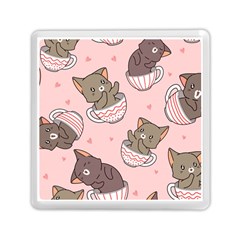 Seamless Pattern Adorable Cat Inside Cup Memory Card Reader (square) by Jancukart