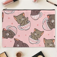 Seamless Pattern Adorable Cat Inside Cup Cosmetic Bag (xxxl)