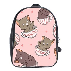 Seamless Pattern Adorable Cat Inside Cup School Bag (xl) by Jancukart