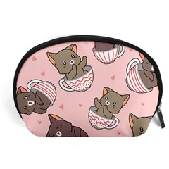 Seamless Pattern Adorable Cat Inside Cup Accessory Pouch (large)