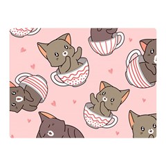 Seamless Pattern Adorable Cat Inside Cup Double Sided Flano Blanket (mini) 