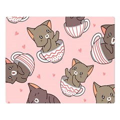 Seamless Pattern Adorable Cat Inside Cup Double Sided Flano Blanket (large) 