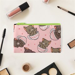 Seamless Pattern Adorable Cat Inside Cup Cosmetic Bag (xs) by Jancukart