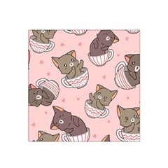 Seamless Pattern Adorable Cat Inside Cup Satin Bandana Scarf 22  X 22 