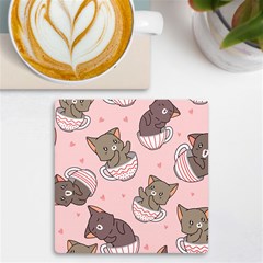 Seamless Pattern Adorable Cat Inside Cup Uv Print Square Tile Coaster 