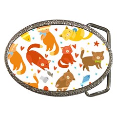 Seamless Pattern With Kittens White Background Belt Buckles